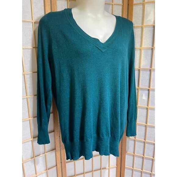LaneâBryantâ22/24Â GreenâVâNeckâSweater - Picture 6 of 9